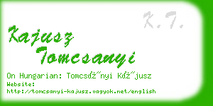 kajusz tomcsanyi business card